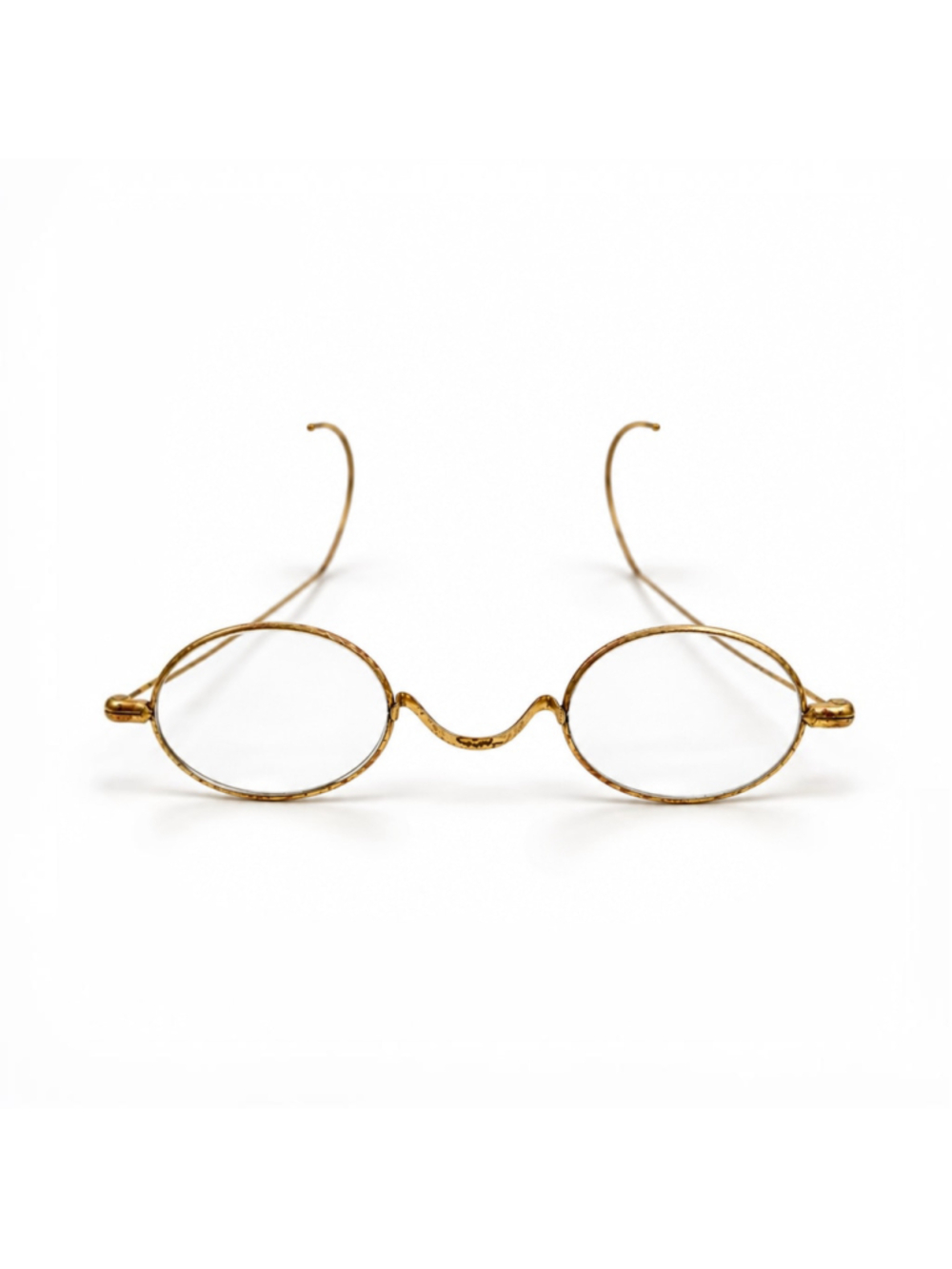 Antique Oval Wire Rim Spectacles, Gold Finish, Victorian Era c. 1900